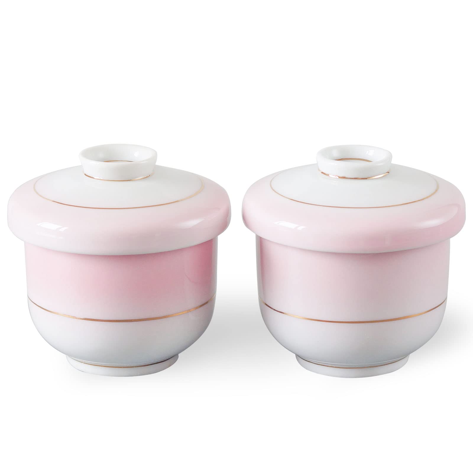 Premium Japanese Chawanmushi Lidded Ceramic Bowls - 6 oz Soup Cups Set of 2 with Bamboo Lids - Authentic Asian Tableware for Steamed Egg Custard, Miso Soup & Japanese Cuisine - Perfect for Home Dining & Restaurant Presentation