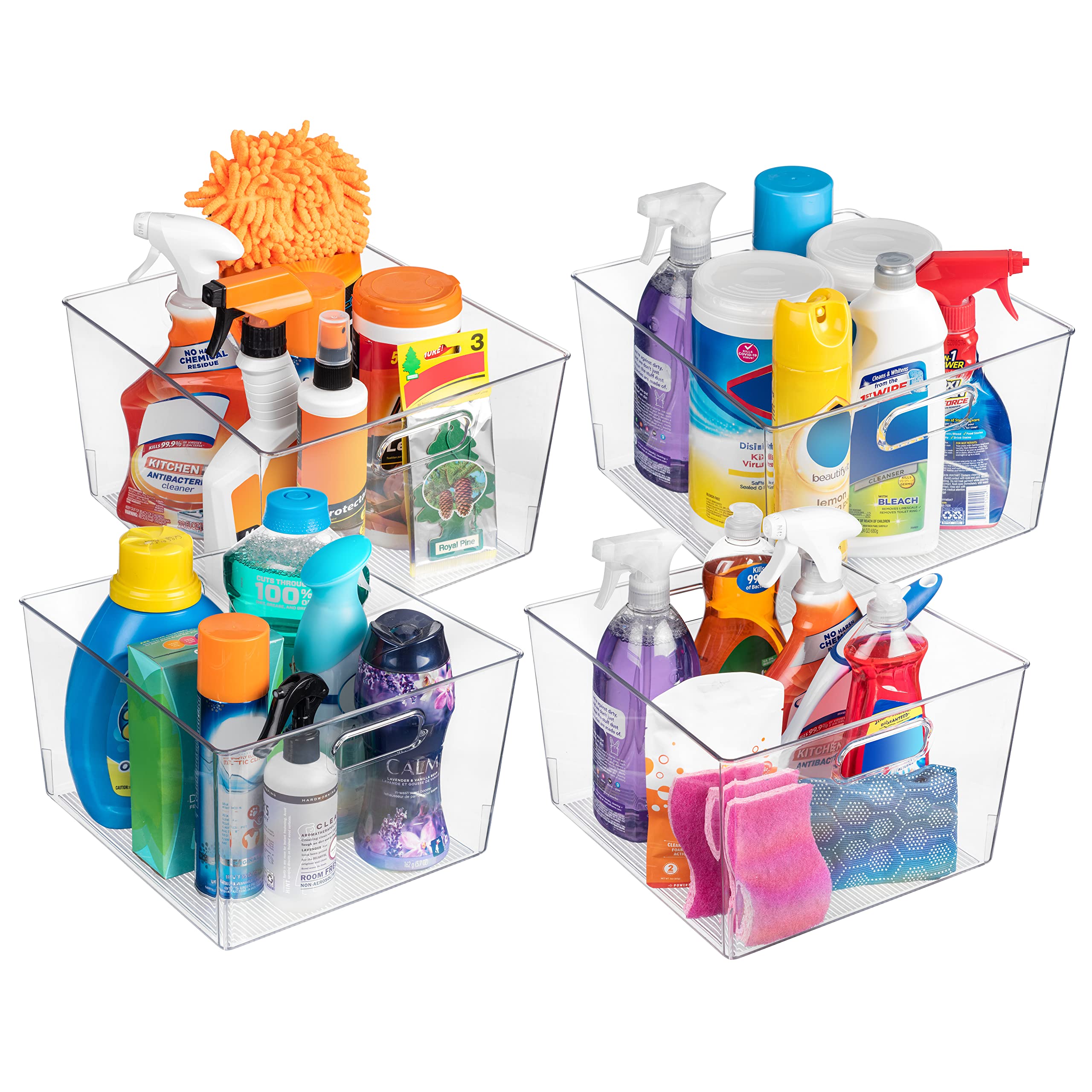 ClearSpace XL 8-Pack Clear Plastic Storage Bins for Kitchen Pantry Organization | Stackable Fridge Organizer & Cabinet Storage Containers | Perfect for Food, Spices, and Household Item Storage