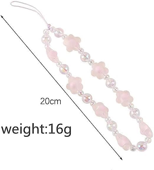 Boho Cute Phone Charm Chain Strap - Beaded Phone Keychain with Butterfly & Flower Pearl Design - Stylish Phone Lanyard for Women & Girls - Perfect for Phones, Keys, Bags & Accessories