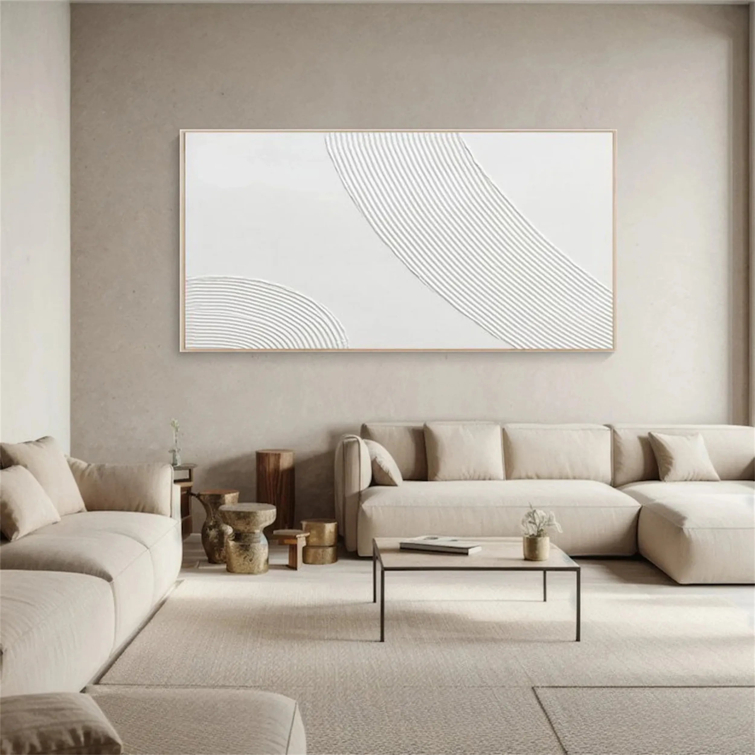 White Minimalist Textured Painting Canvas #MM204 - Premium Abstract Wall Art for Modern Home & Office Decor