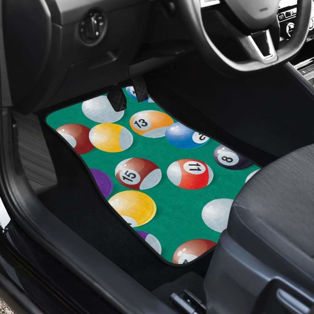 Premium Car Mats with Billiard Ball Pattern Print - Front & Back Set for Enhanced Interior Style | Perfect for Cars, Trucks & SUVs