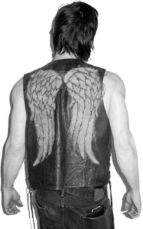 Facon Men's Motorcycle Jacket - Black Angel Wings Biker Vest, Leather Costume for Riding & Motorcycle Events | Perfect for Biker Gangs, Halloween & Cosplay