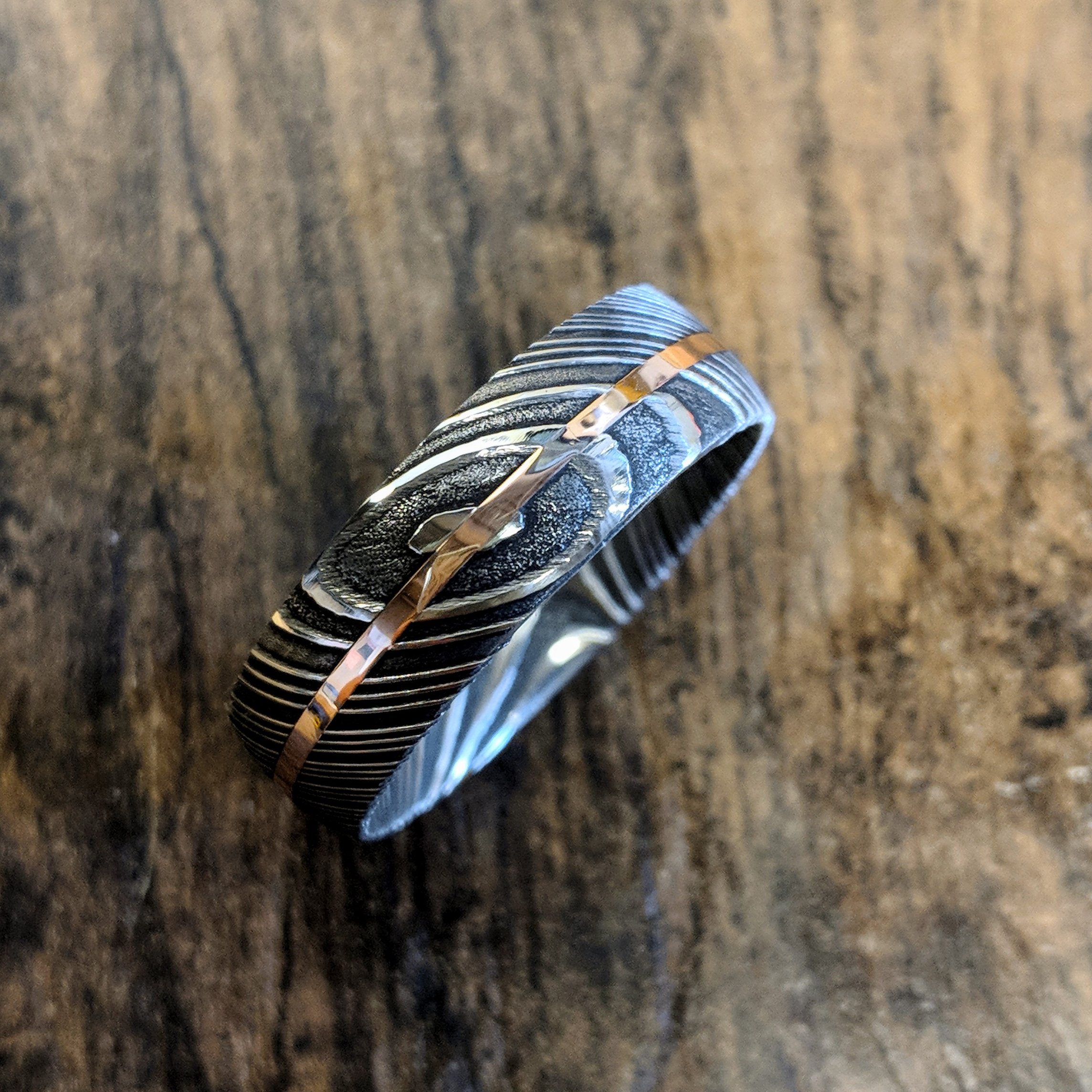 Handcrafted Damascus Steel Wedding Bands | USA Made 14K Rose Gold Rings for Men & Women | Durable & Unique Wedding Jewelry | Perfect for Anniversaries, Engagements & Special Occasions