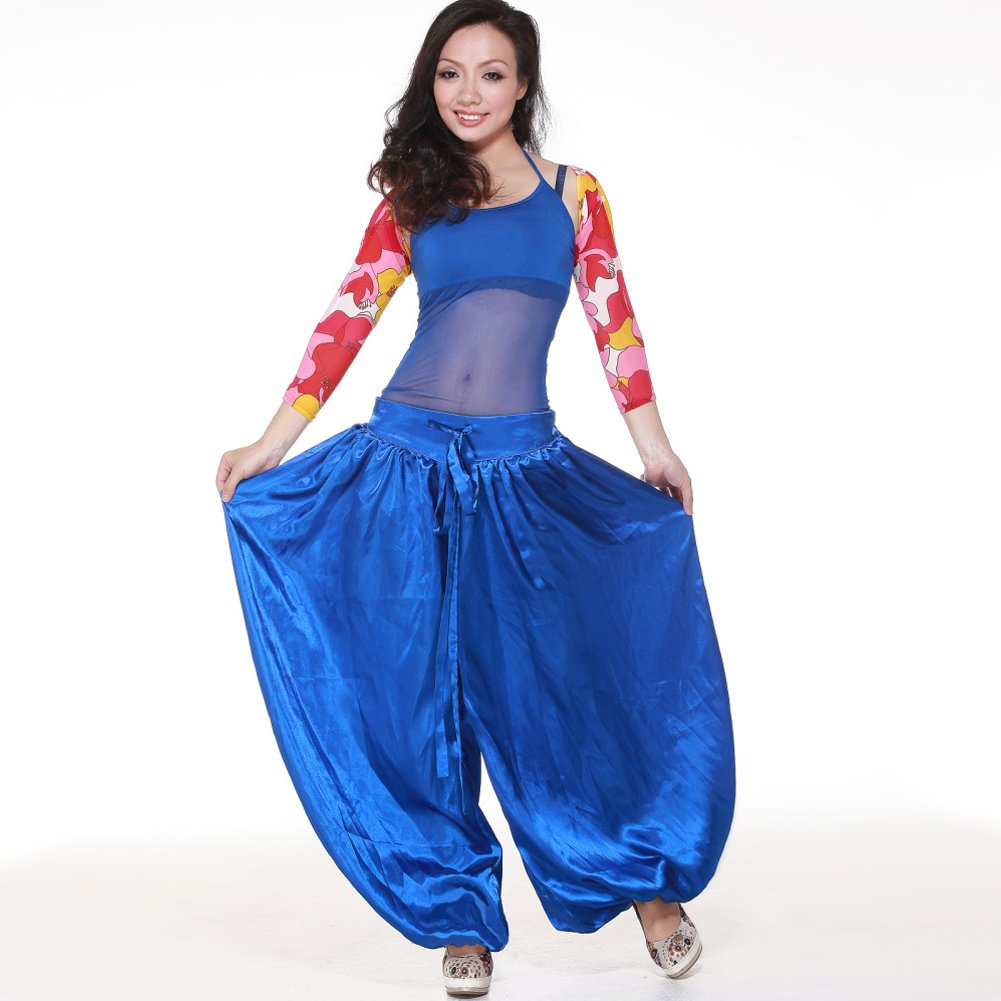 MUNAFIE Metallic Palazzo Pants for Praise Dance, Belly Dance & Carnival - Shiny Satin Celebration Pants - Perfect for Arab Festivals, Performances & Costume Parties