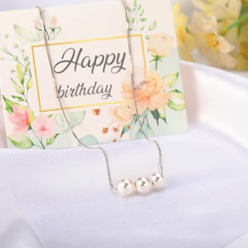 30th Birthday Gifts for Women - Sterling Silver Adjustable Pearl Necklace for Daughter, Wife, Mother - Perfect for Anniversary, Graduation & Special Occasions