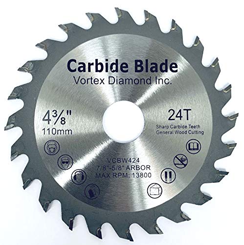 (5 Pack) ALSKAR DIAMOND WSB 4-3/8 Inch 24 Teeth TCT Circular Saw Blade for Hardwood & Softwood Cutting - Premium Woodworking Tool for DIY Projects, Carpentry, and Construction Work