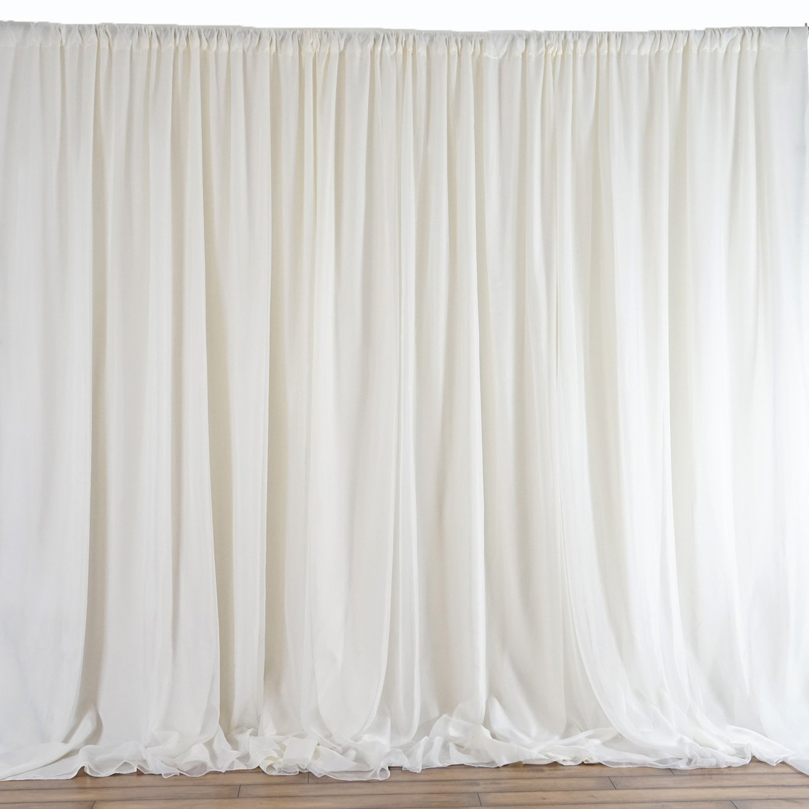 20 ft x 10 ft Ivory Chiffon Fabric Backdrop Drapes Curtain - Elegant Wedding Decor, Photo Booth & Party Supplies for Reception, Photography, Bridal Shower & Birthday Celebrations