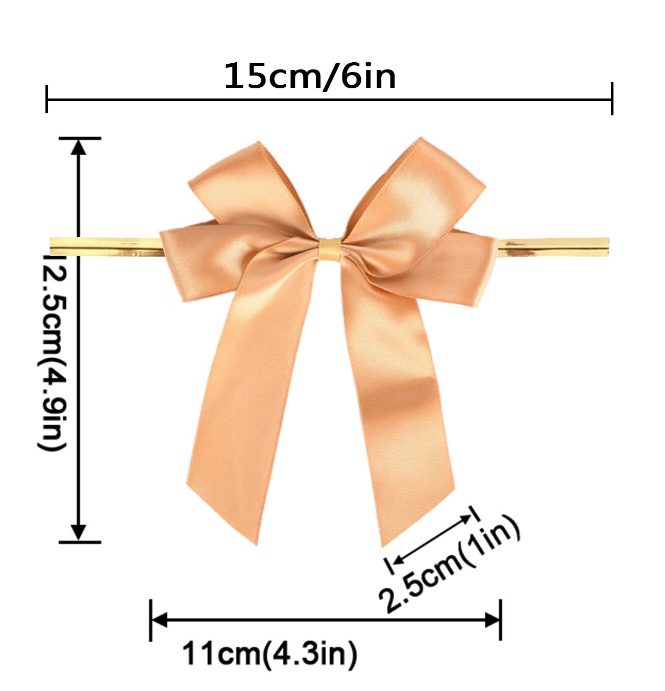 50 Pack Bisque Twist Tie Bows for Bakery Candy Lollipop Cello Bags - Perfect for Gift Wrapping, Party Favors, and Sweet Treat Packaging