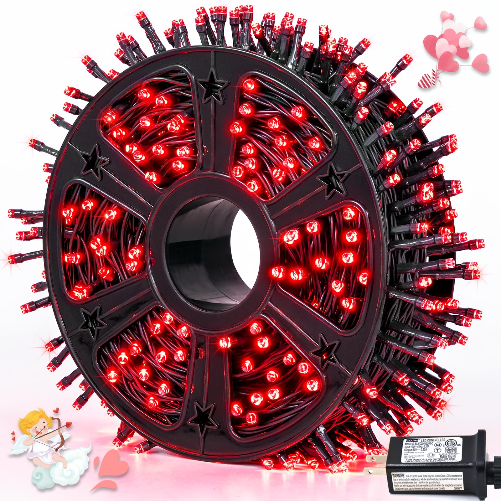 JMEXSUSS 500 LED Red String Lights - 173ft Waterproof Outdoor Christmas Lights with 8 Modes for Xmas Tree, Party, Holiday & Valentine's Day Decorations - Perfect for Garden, Patio, and Indoor Festive Lighting