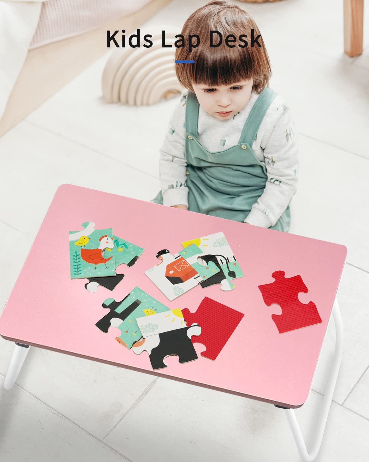 Premium Folding Lap Desk for Laptop - Portable Lightweight Bed Tray Table with Adjustable Stand, Perfect for Breakfast in Bed, Working on Sofa, Floor or Couch (Pink) - Ideal for Home Office, Dorm & Travel Use