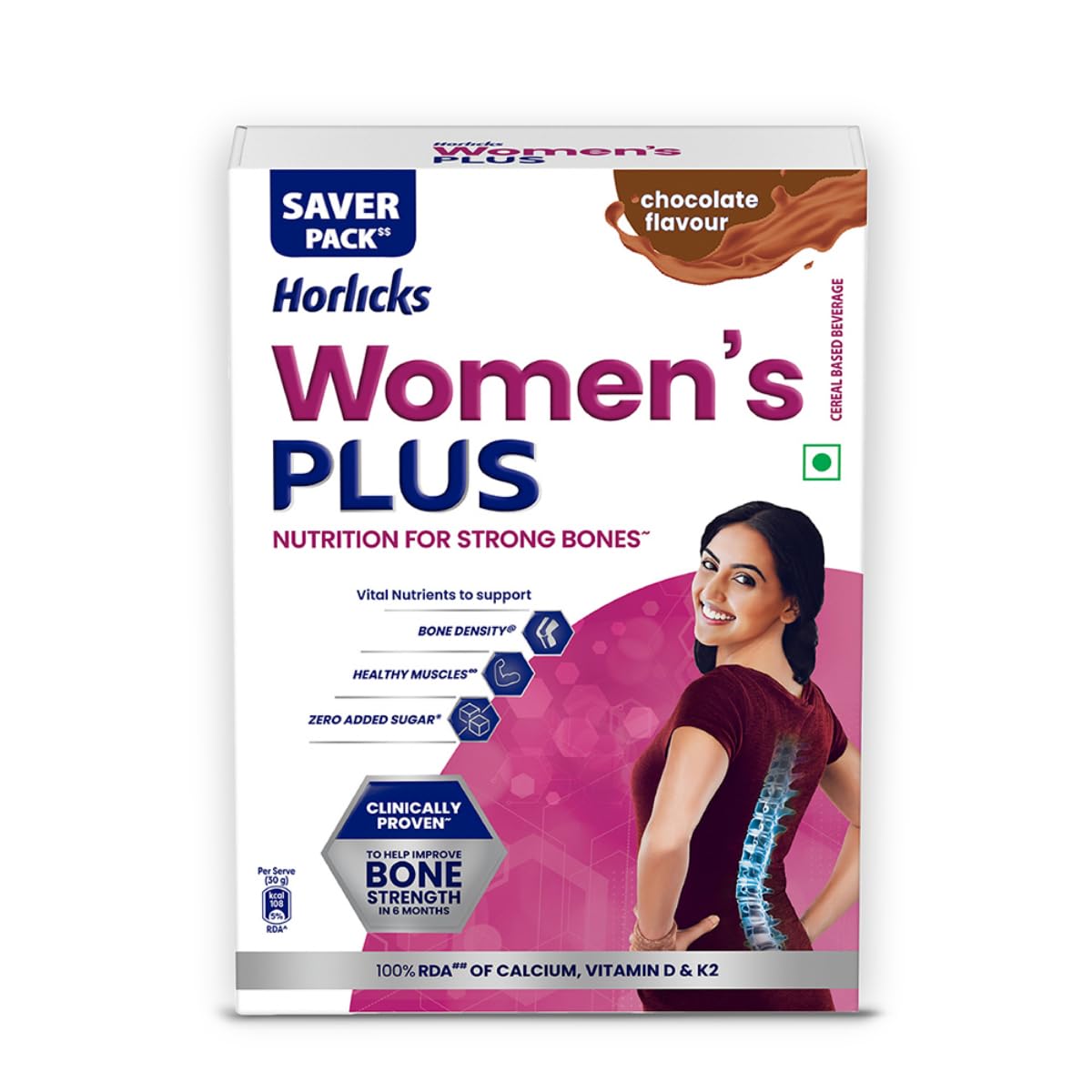 Horlicks Women's Plus Chocolate Nutrition Drink Powder 400g Refill Pack - Calcium & Vitamin D for Strong Bones, No Added Sugar | Ideal for Women's Health, Pregnancy & Lactation Support