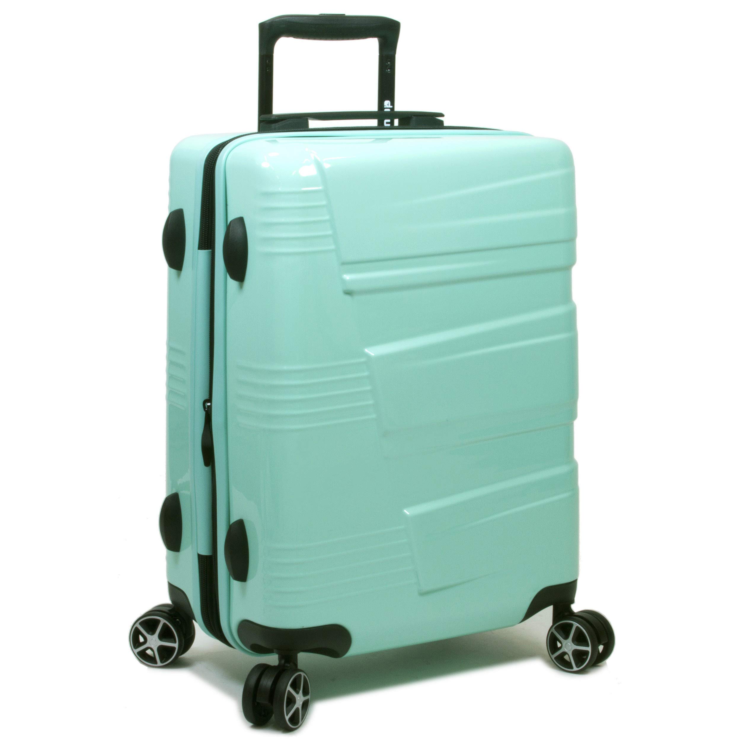 Dejuno Lumos Expandable Hardside Spinner Luggage Set - 3-Piece Sky Blue Suitcase for Travel, Business Trips & Family Vacations | Lightweight Durable Carry-On & Check-In Bags