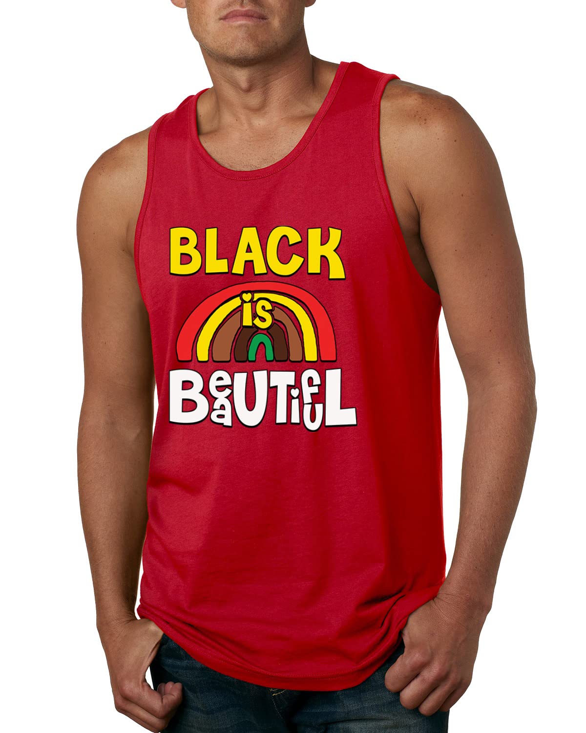 Wild Bobby Black is Beautiful Black Pride Men's Graphic Tank Top - Black Pride Apparel for Men - Casual Summer Muscle Tee for Streetwear & Social Events
