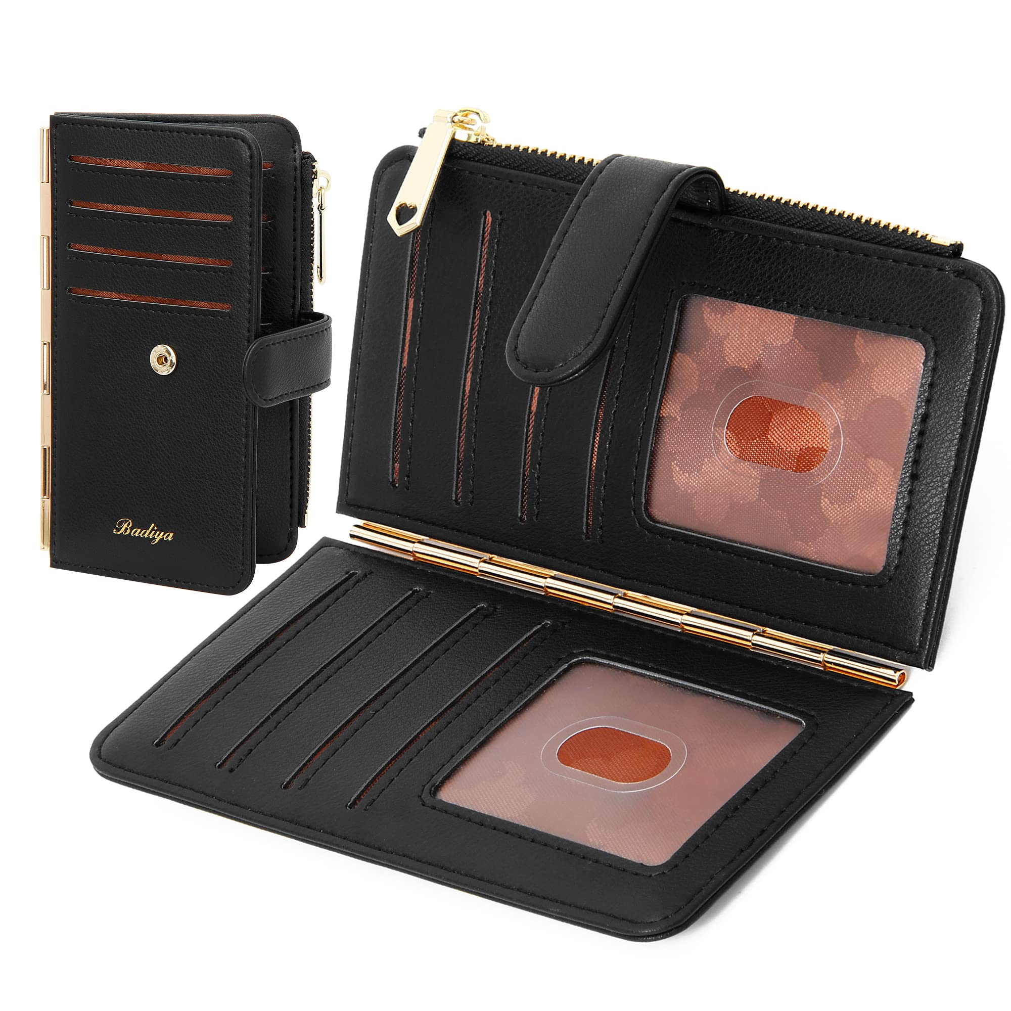 RFID Blocking Slim Bifold Wallet for Women - Credit Card Holder with 3 ID Windows & Zipper Pocket | Compact Multi-Card Case for Everyday Use, Travel & Business