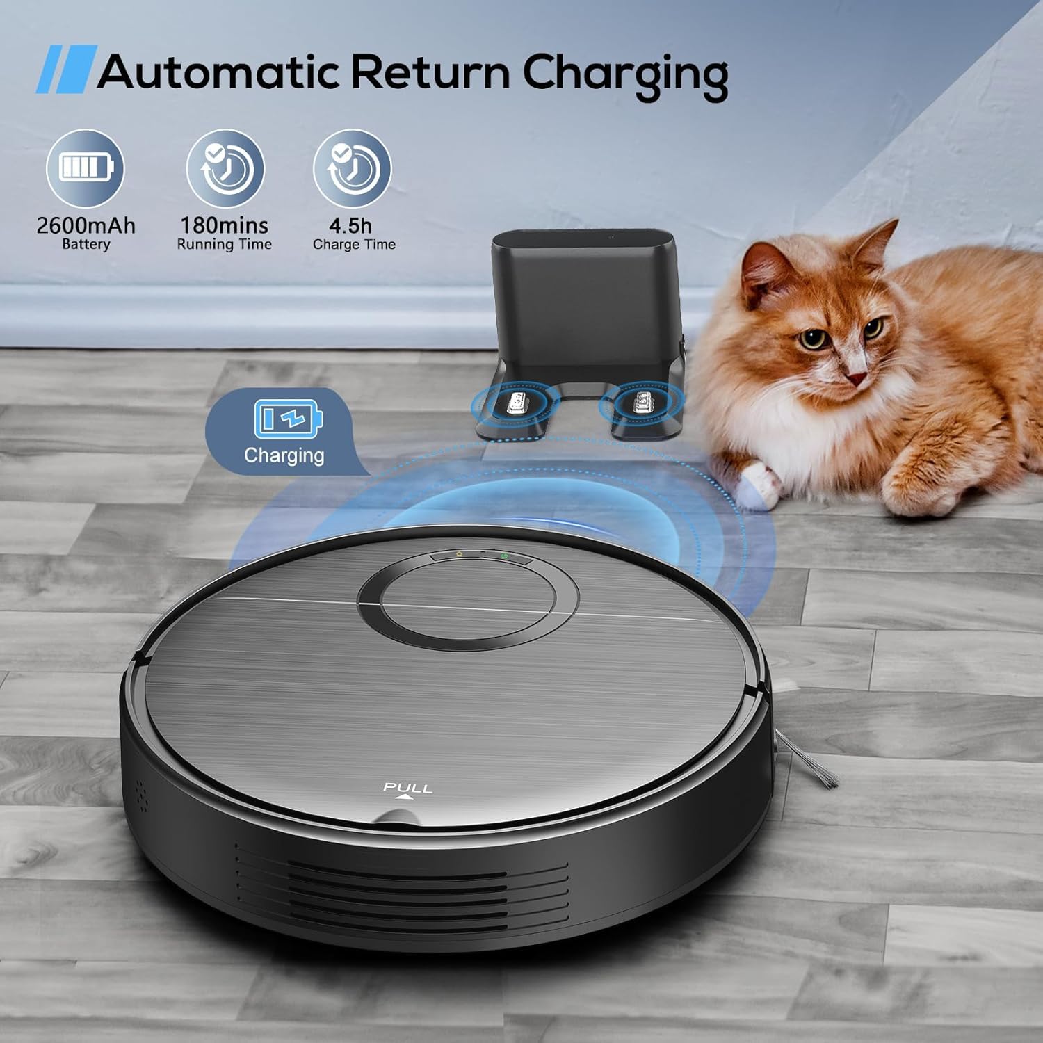 2-in-1 Robot Vacuum and Mop Combo with Wi-Fi/App Control, 2000Pa Strong Suction, Self-Charging - Ideal for Hard Floors, Pet Hair & Low-Pile Carpets | Smart Home Cleaning for Busy Families & Pet Owners