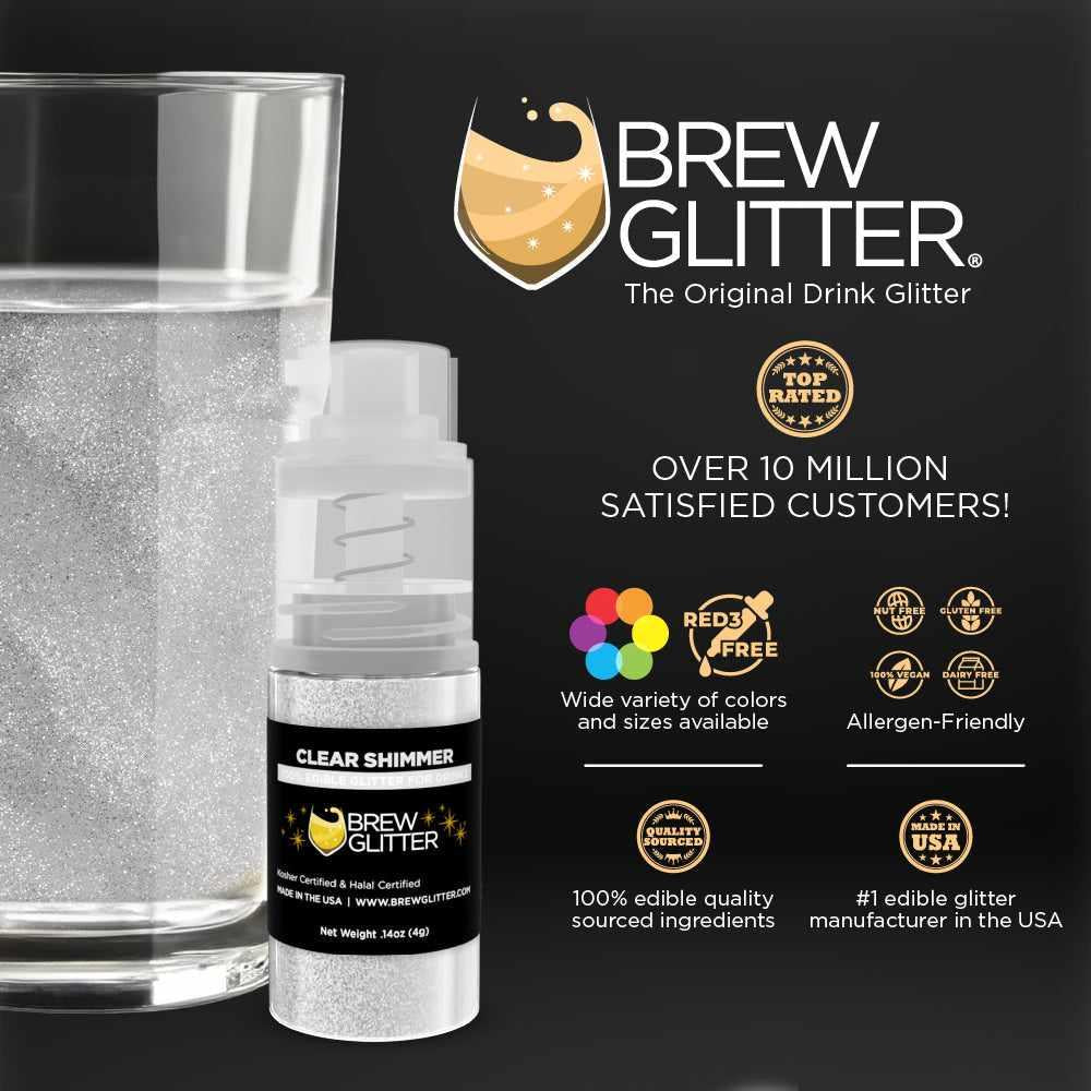 Clear Shimmer Brew Glitter Mini Spray Pump - Private Label Wholesale | Perfect for Nail Art, Body Glitter & DIY Cosmetics