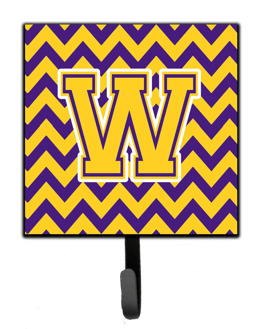Caroline's Treasures CJ1041-WSH4 Letter W Chevron Purple & Gold Wall Hook - Key Holder, Coat Rack, Leash Hanger for Keys, Towels, Aprons | Perfect for Entryway, Kitchen & Mudroom Organization