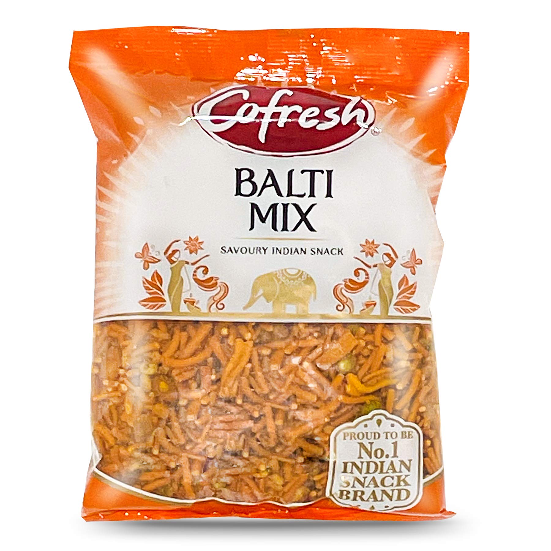 CoFresh Snacks Balti Mix - Crunchy Indian Rice Sticks with Savory Noodles, Peas, Peanuts & Lentils | Vegetarian Gluten-Free Snack | Authentic Taste of India | 11oz Pack | Perfect for Parties, Movie Nights & Office Snacking