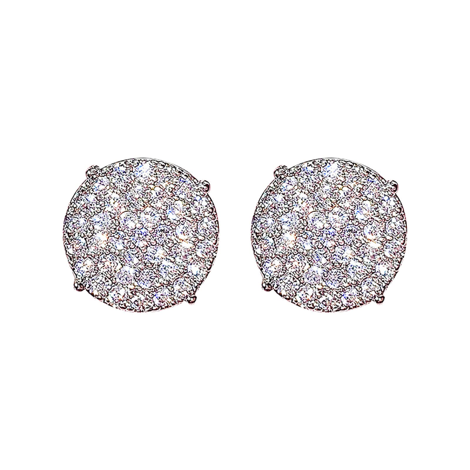 Exquisite Small Diamond Hoop Earrings for Women - Round Zircon Inlaid Full Hoop Earrings Set, Perfect Gift for Anniversary, Wedding & Party Jewelry
