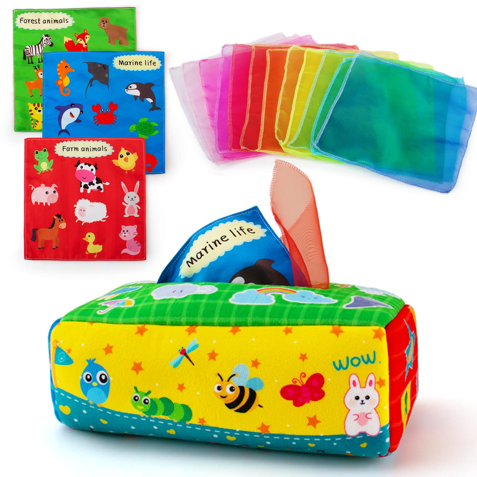 Montessori Baby Tissue Box Toy - Sensory Learning Toy for 6-12 Months | Perfect for Early Development & Playtime
