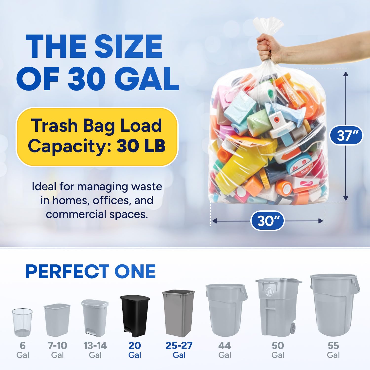 20-30 Gallon Clear Trash Bags (30
