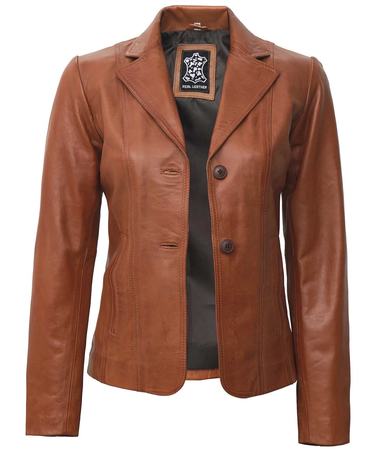 Genuine Lambskin Leather Blazers for Women - Business Casual Blazer Jackets for Office & Professional Wear - Stylish Women's Work Blazers for Business Meetings & Formal Events