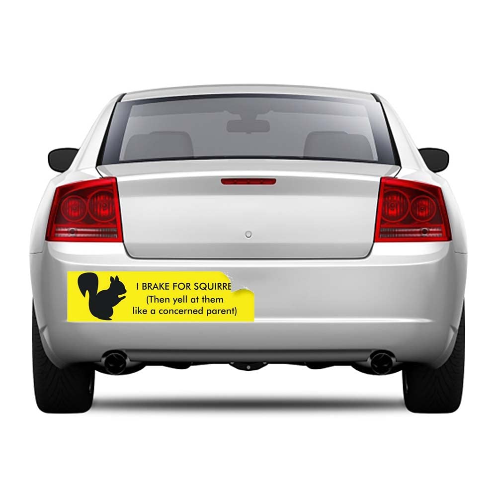 Funny Car Stickers & Decals - 'I Brake for Squirrels' Bumper Sticker & Window Decals for Cars, Trucks, SUVs | Waterproof Vinyl for Outdoor Use | Great for Commuting, Road Trips & Expressing Personality