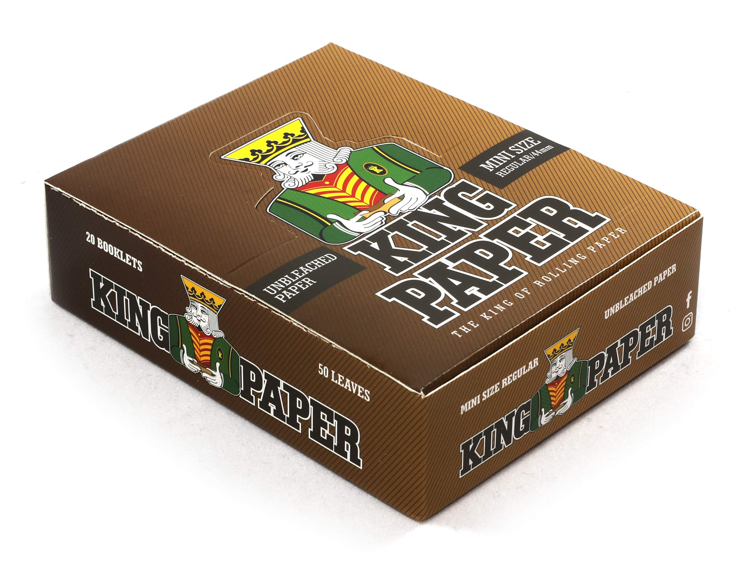 aLeda King Paper Regular Mini 1 1/4 Size 44mm x 20 Booklets - Unbleached Natural Cigarette Rolling Papers (1 Box) - Perfect for Hand Rolling, DIY Smoking & Travel Use
