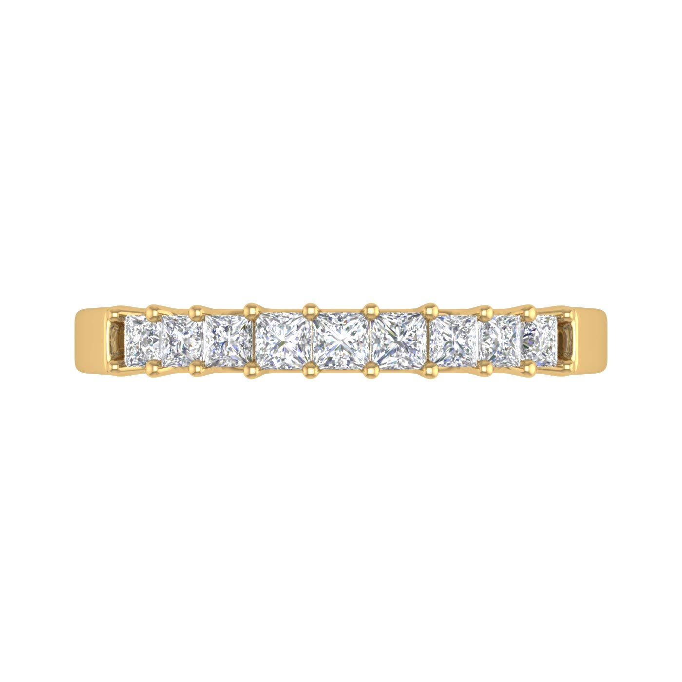 1/2 Carat Princess Cut Diamond Wedding Band Ring for Women in 14K White Gold - Elegant Bridal Jewelry, Anniversary Gift & Engagement Ring for Special Occasions