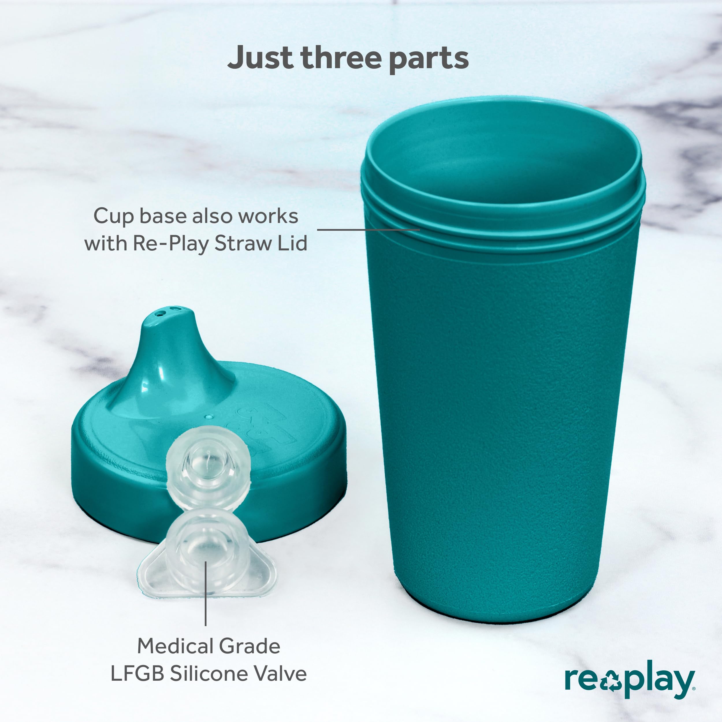 Re-Play Made in USA 2 Pack 10oz Toddler Sippy Cups - BPA-Free Spill Proof Drinking Cups for Kids | Dishwasher & Microwave Safe | Hard Spout Design (3.13