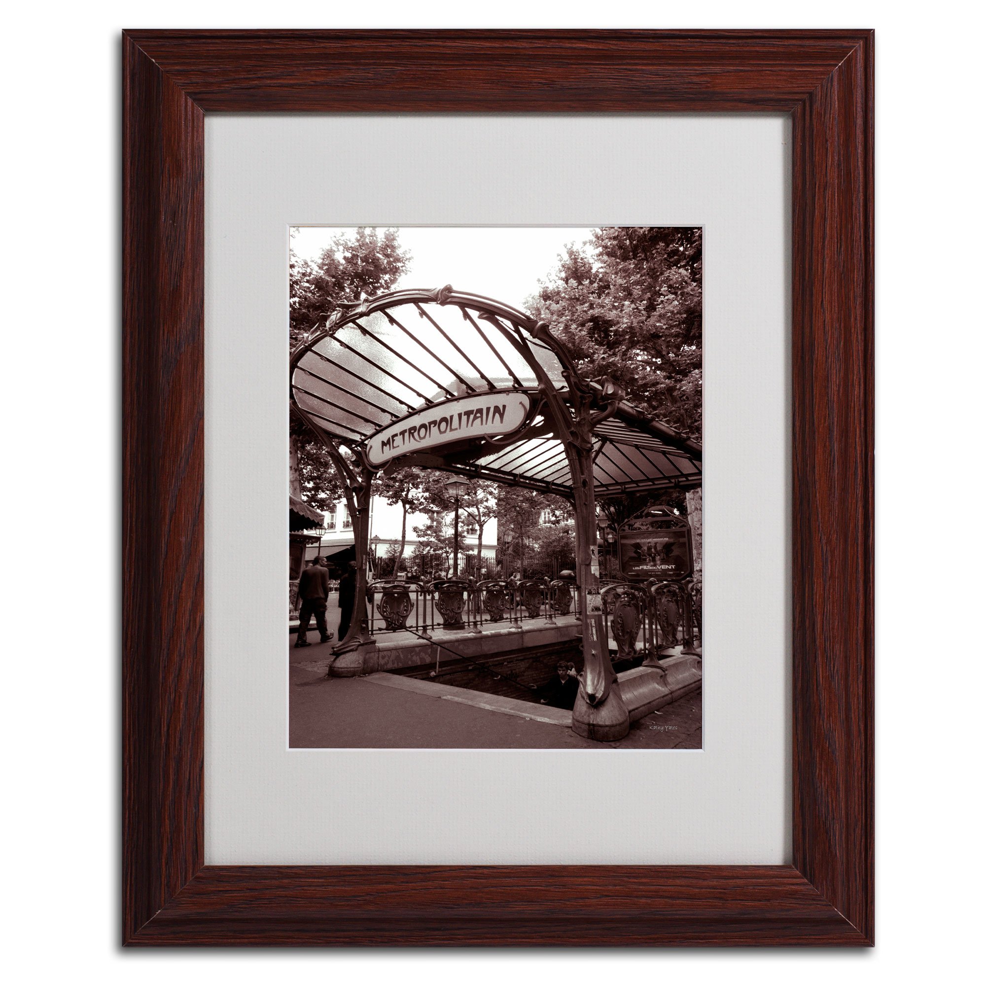 Trademark Fine Art Le Metro as Art 2 by Kathy Yates - 11x14 Inch Matted Framed Wall Art with Wood Frame - Perfect for Living Room, Bedroom & Office Decor