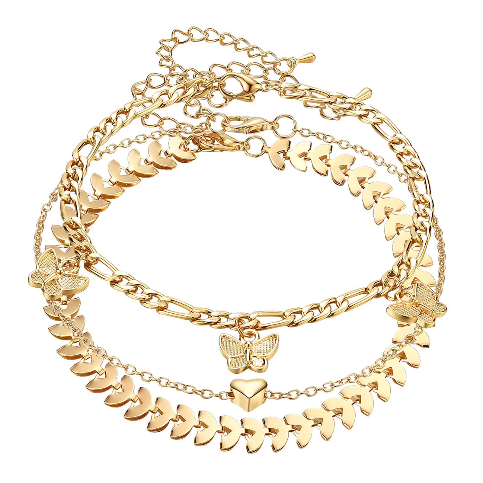ERTG Women's Adjustable S925 Silver Beaded Heart Charm Anklet Bracelet - Perfect for Beach, Summer Outfits & Boho Style Accessories