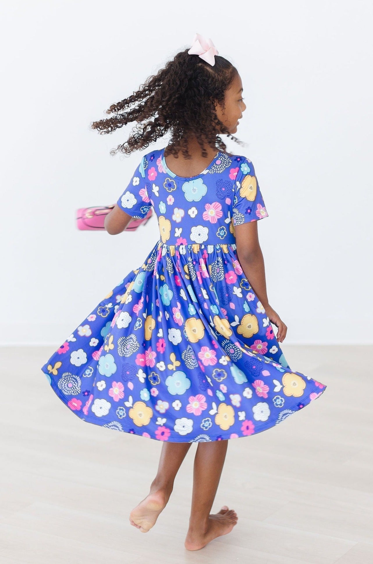 Floral Print Summer Short Sleeve Twirl Dress with Pockets - Perfect for Beach Vacations, Garden Parties & Casual Outings