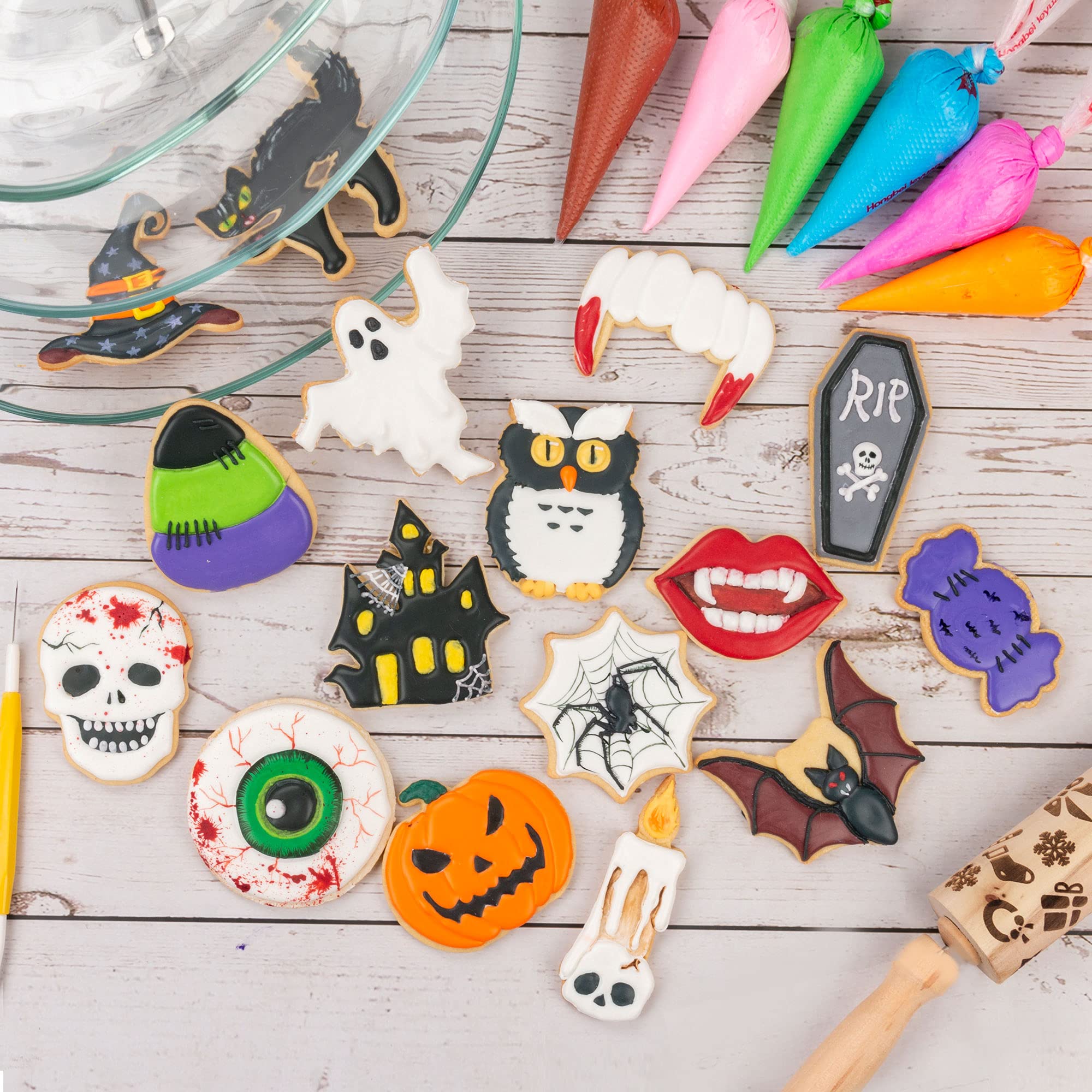Halloween Ghost Cookie Cutters with Plunger Stamps - 3.5