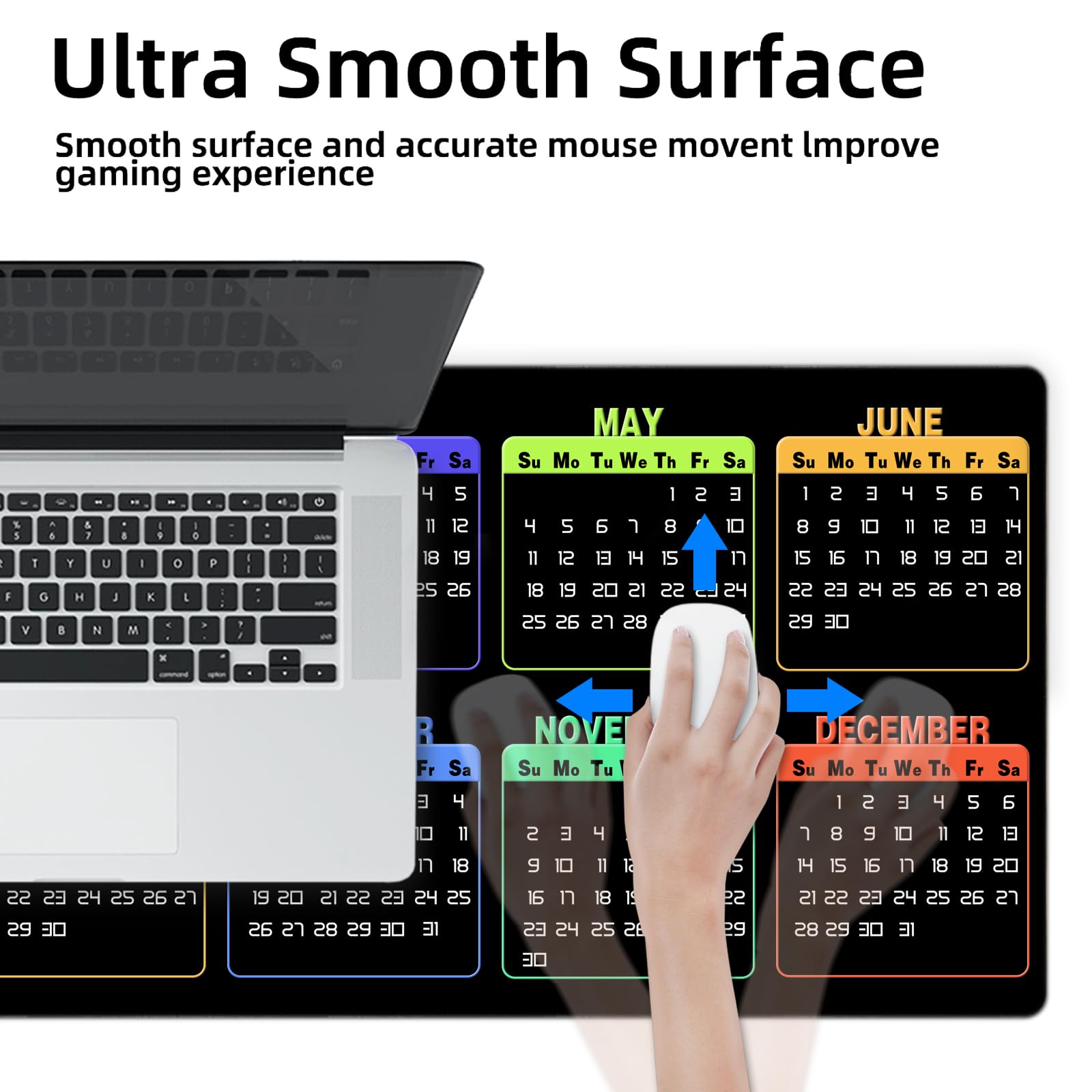 Galdas XXL Gaming Mouse Pad - Non-Slip Rubber Base with Stitched Edges, Large Extended Mousepad (31.5x11.8 Inches) for PC, Laptop, Home & Office Use - Perfect for Gamers and Professionals