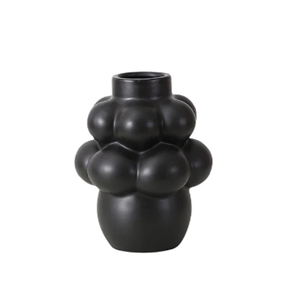 Modern Creative Ceramic Grape-Shaped Vase - Minimalist Home Decor for Living Room, Bedroom, Office - Dried Flower Vase & Stylish Tabletop Decoration (Black)