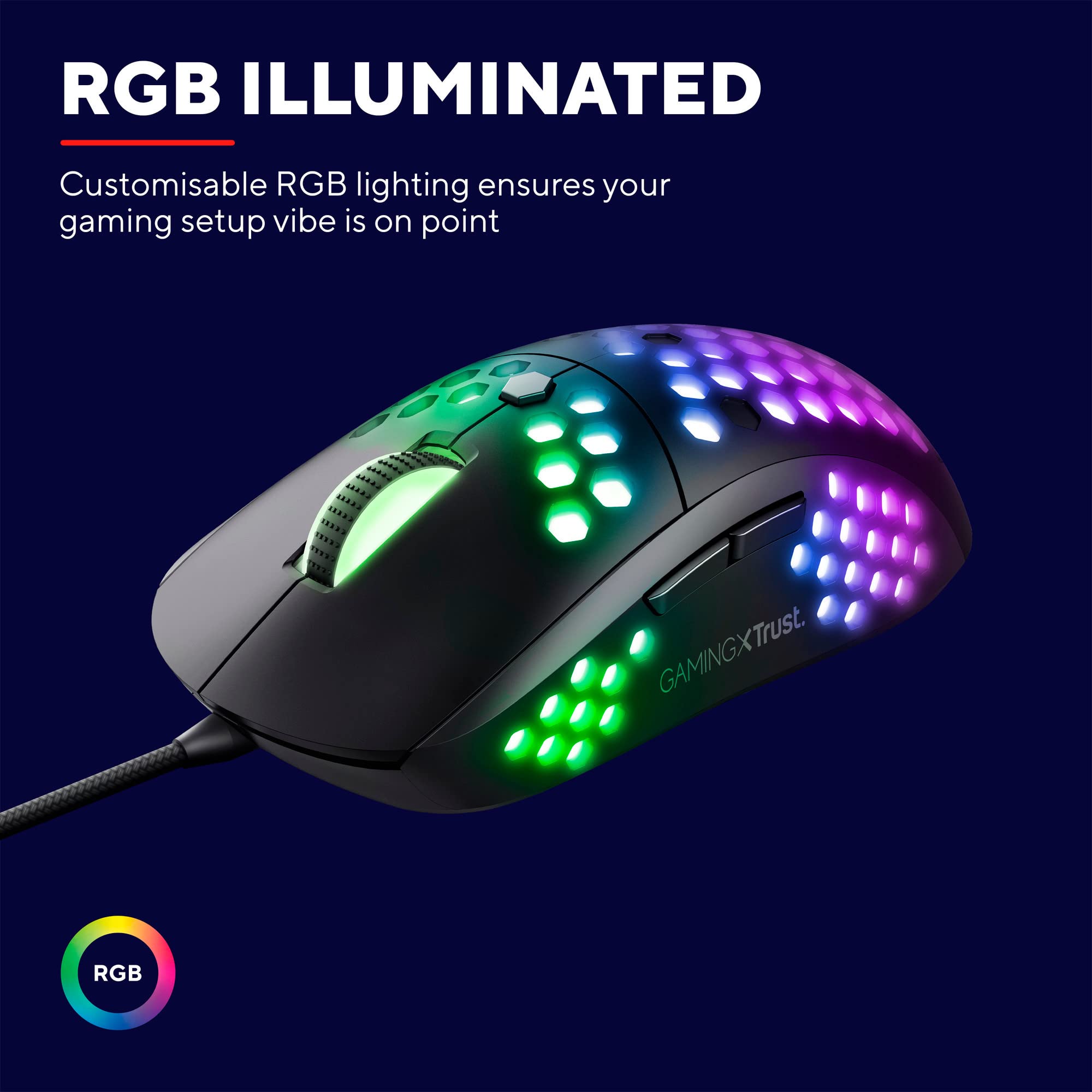 Trust GXT 960 Graphin Lightweight RGB Gaming Mouse (74g, 200-10,000 DPI) & GXT 835 Azor RGB Gaming Keyboard (German QWERTZ Layout) - Black | Perfect for Esports, FPS & MMO Gaming