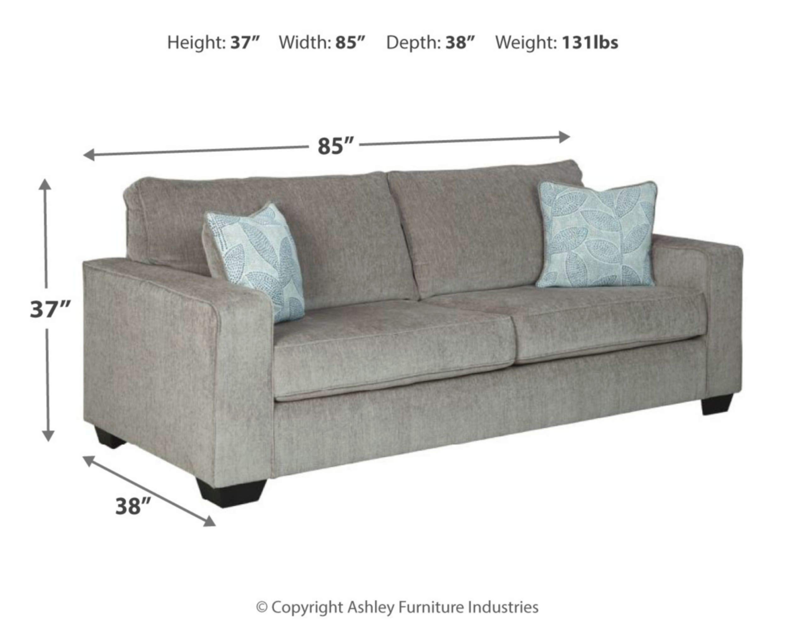 Signature Design by Ashley Altari Modern Sofa with 2 Accent Pillows, Light Gray - Contemporary Living Room Furniture for Small Spaces & Apartments