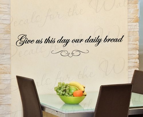Give Us This Day Our Daily Bread - Inspirational Christian Bible Quote Vinyl Wall Decal, Religious Home Decor Sticker for Living Room, Bedroom & Office - Perfect for Faith-Based Interior Design and Spiritual Gift Giving