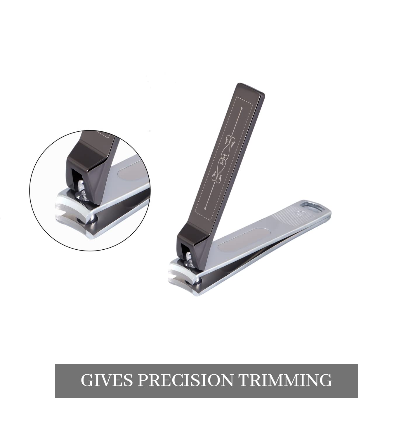Avtail Professional Stainless Steel Nail Clipper with Built-in Nail File - Large Fingernail & Toenail Clippers for Men & Women - Perfect for Travel, Home, Salon & Grooming Kits (Glossy Black)