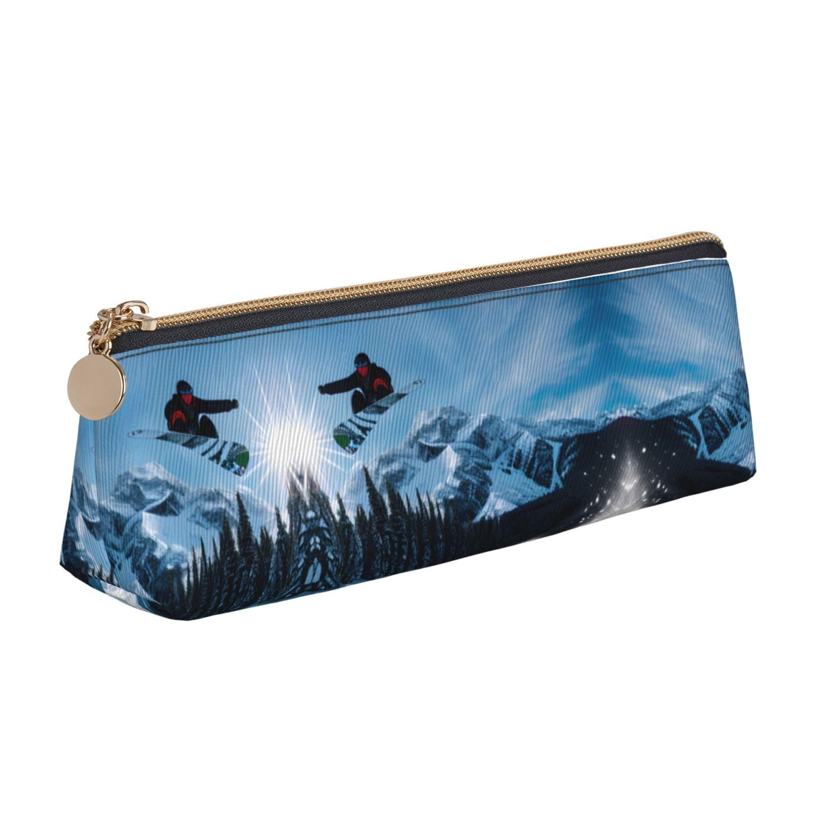 Premium Leather Pencil Case for Snowboarding & Travel - Large Capacity Multifunctional Stationery Organizer for School, Office & Outdoor Adventures