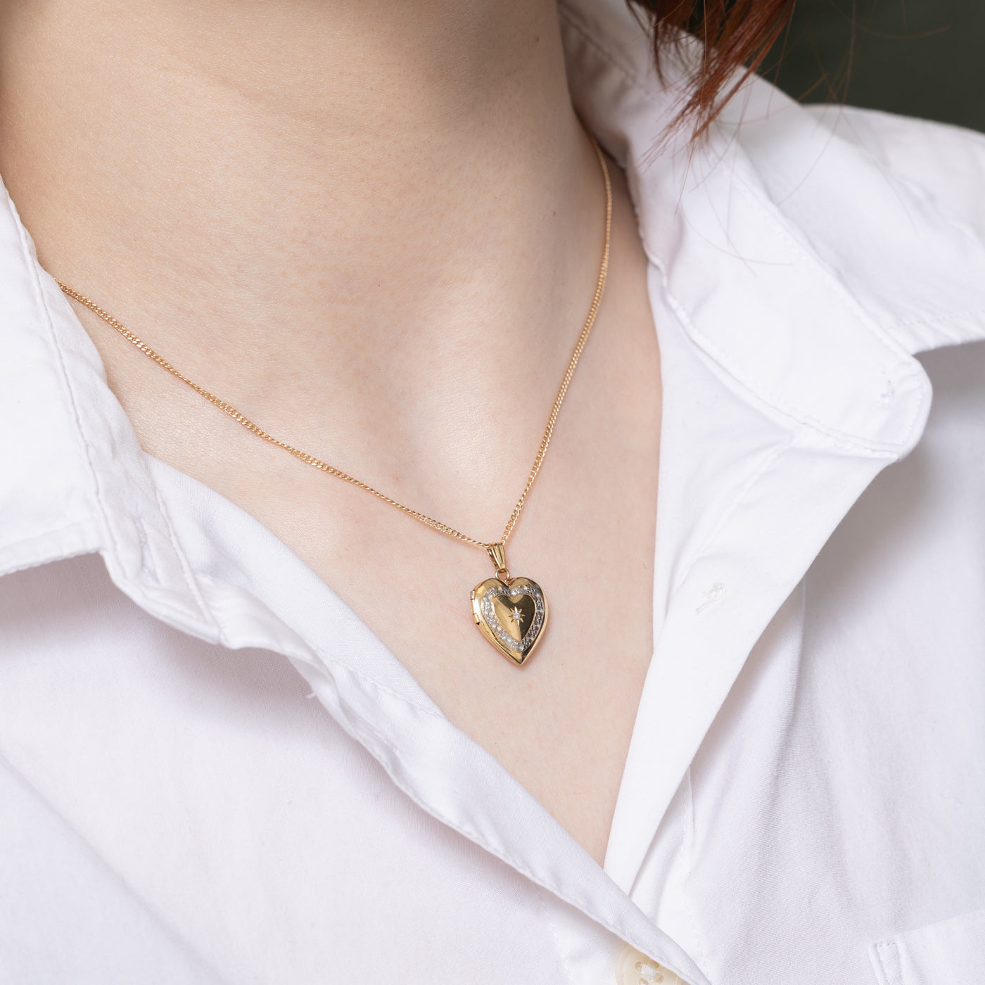 0.01ct Diamond Heart Locket Necklace - Elegant Star Set Pendant for Women | Perfect Gift for Valentine's Day, Anniversary & Special Occasions