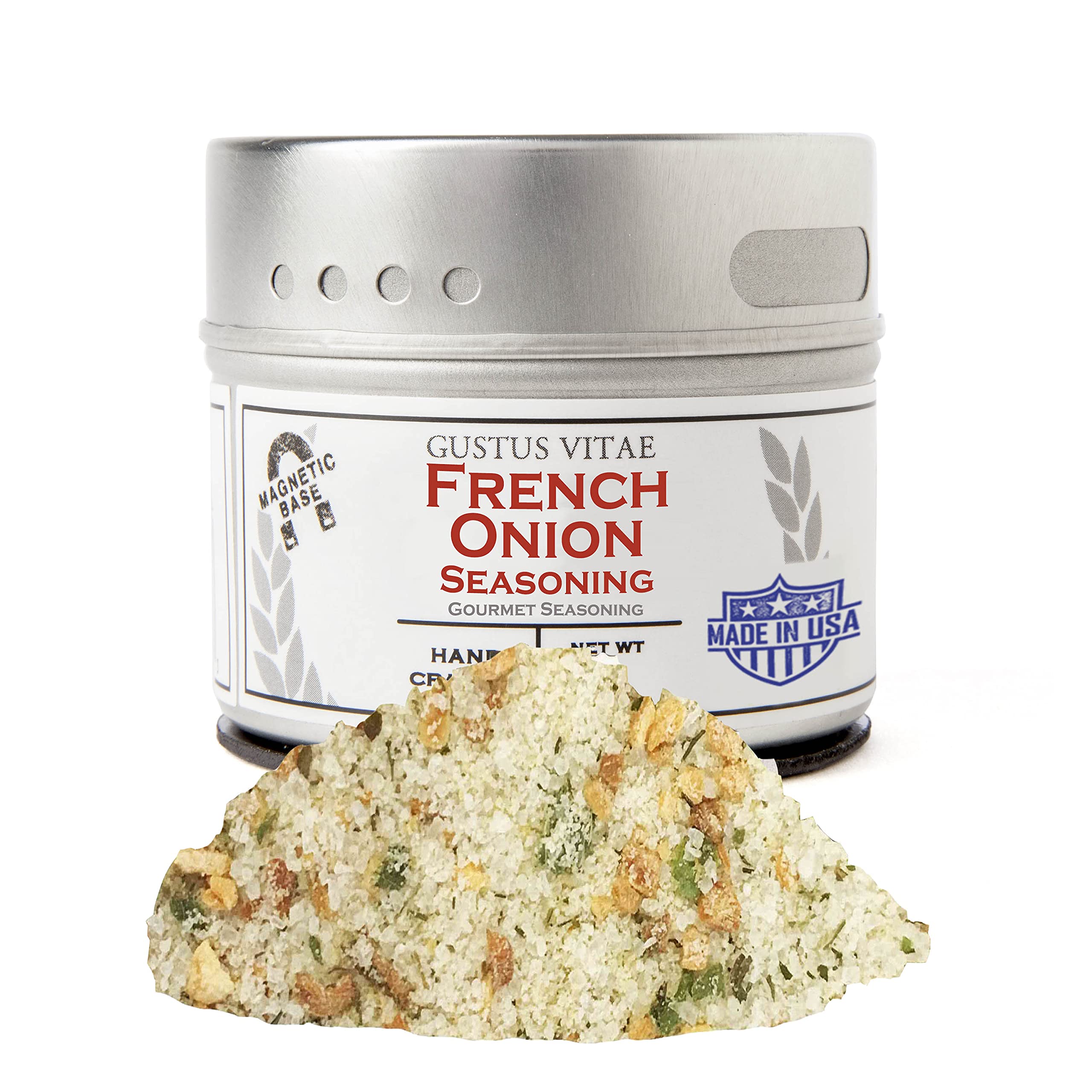 French Onion Seasoning - Authentic Artisanal Spice Mix | All Natural, Non-GMO, Handcrafted Small Batch | Made in USA | Premium Sustainable Spices | GLP-1 Friendly, No MSG | Magnetic Tin by Gustus Vitae | Perfect for Soups, Stews & Roasted Meats