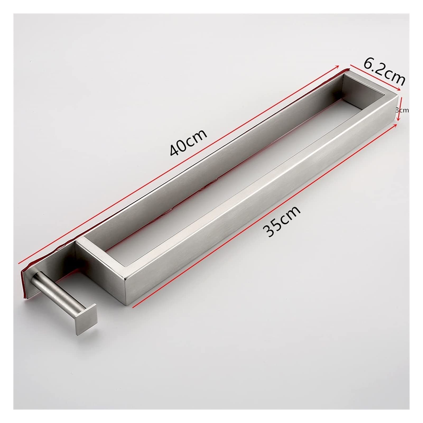 40cm Self-Adhesive Stainless Steel Hand Towel Rail - Black Bathroom Towel Rack Holder for Kitchen, Bathroom & Home - Perfect for Washcloths, Face Towels & Small Linens - Space Saving & Rustproof Design