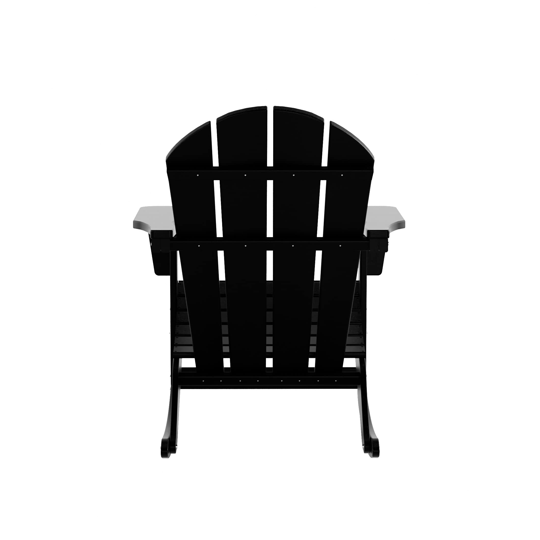 WO Home Furniture 3-Piece Patio Rocking Chair Set - Classic Outdoor Adirondack Rocker Chairs with Matching Table (Black) - Perfect for Backyard, Garden, Porch & Poolside Relaxation