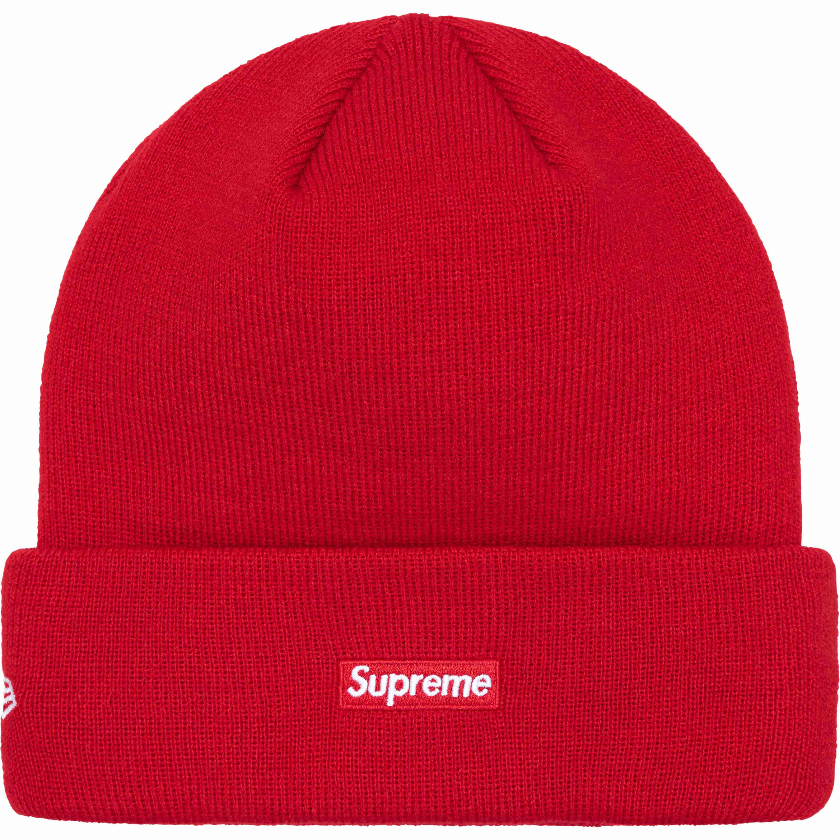 Supreme New Era® Script Beanie - Warm Winter Knit Hat for Men & Women - Red Beanie for Outdoor Activities, Skiing, and Streetwear Fashion