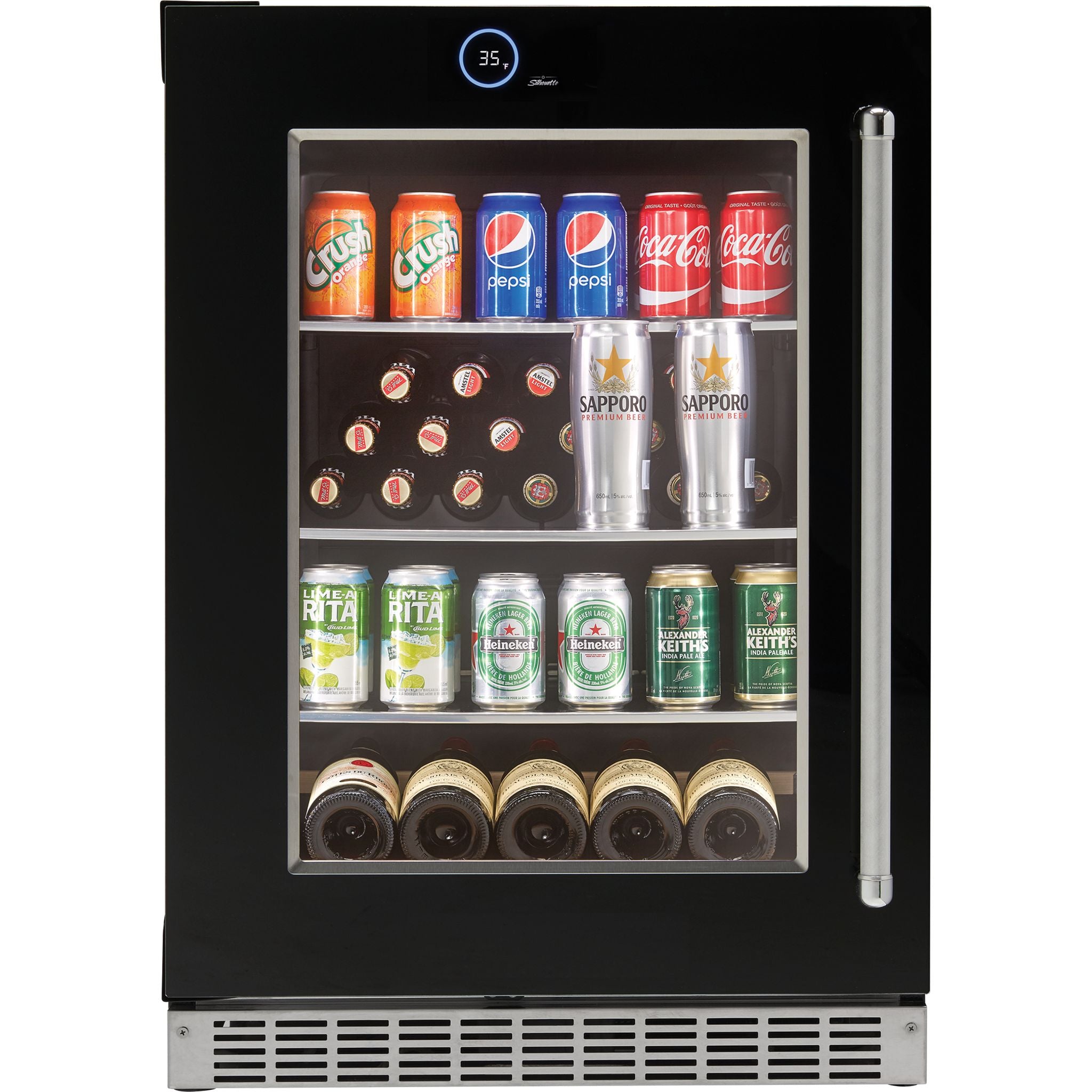 Danby Silhouette 50-Can Beverage Cooler (SRVBC050L) - Stainless Steel Mini Fridge for Soda, Beer & Wine - Perfect for Home, Office, Bar & Game Room