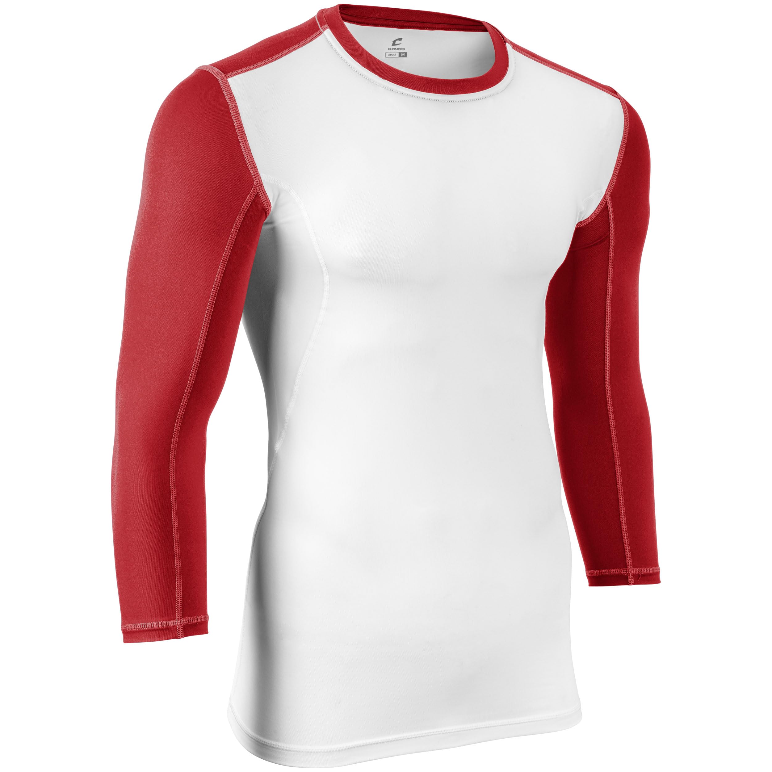 CHAMPRO Lightning Men's 3/4 Sleeve Compression Shirt - Moisture Wicking Baselayer for Football, Basketball & Baseball - Performance Athletic Top for Training & Sports