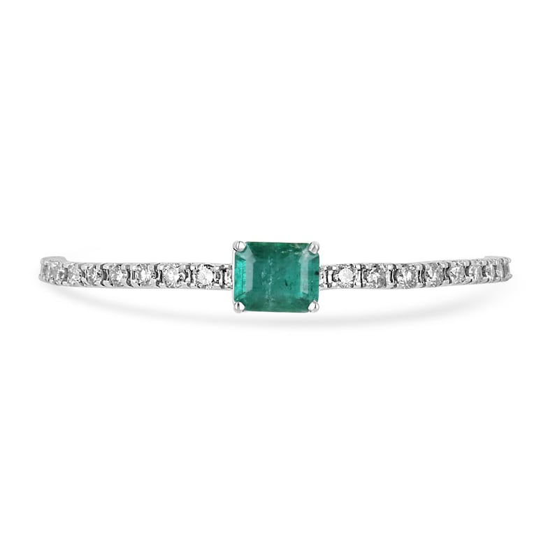 10.95tcw 14K Gold Deep Bluish Green Emerald & Diamond Tennis Bracelet - 7 Inch Luxury Jewelry for Women, Perfect for Weddings, Parties & Special Occasions