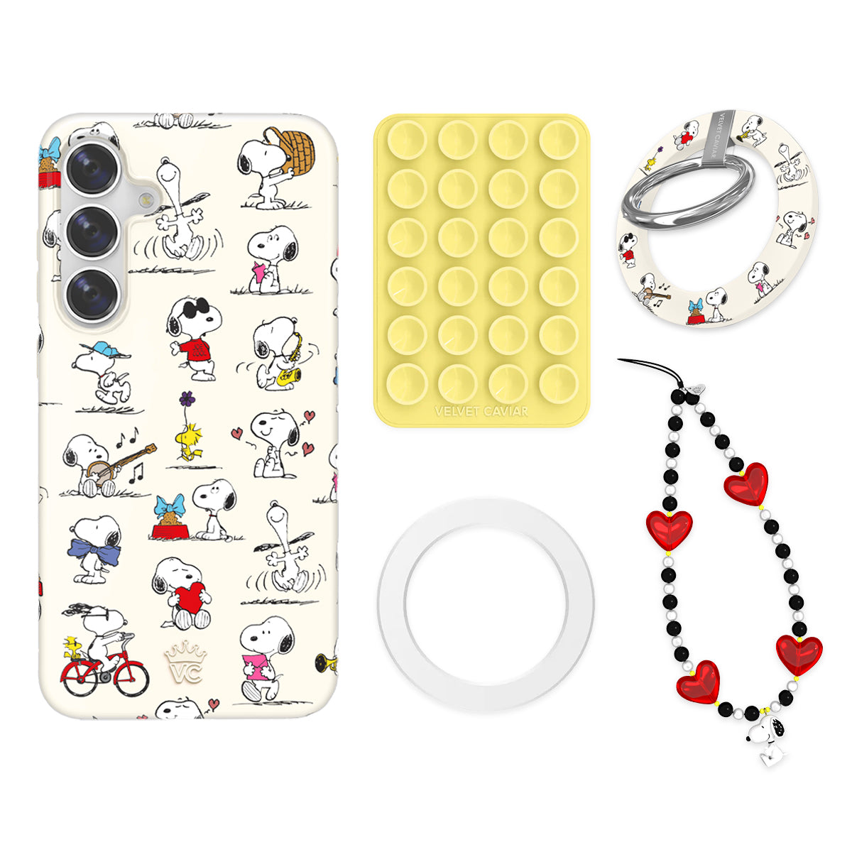 Snoopy Moods Galaxy Bundle Set - Cute Cartoon Phone Grip Holder for iPhone & Samsung - Perfect for School, Work, and Travel Accessories